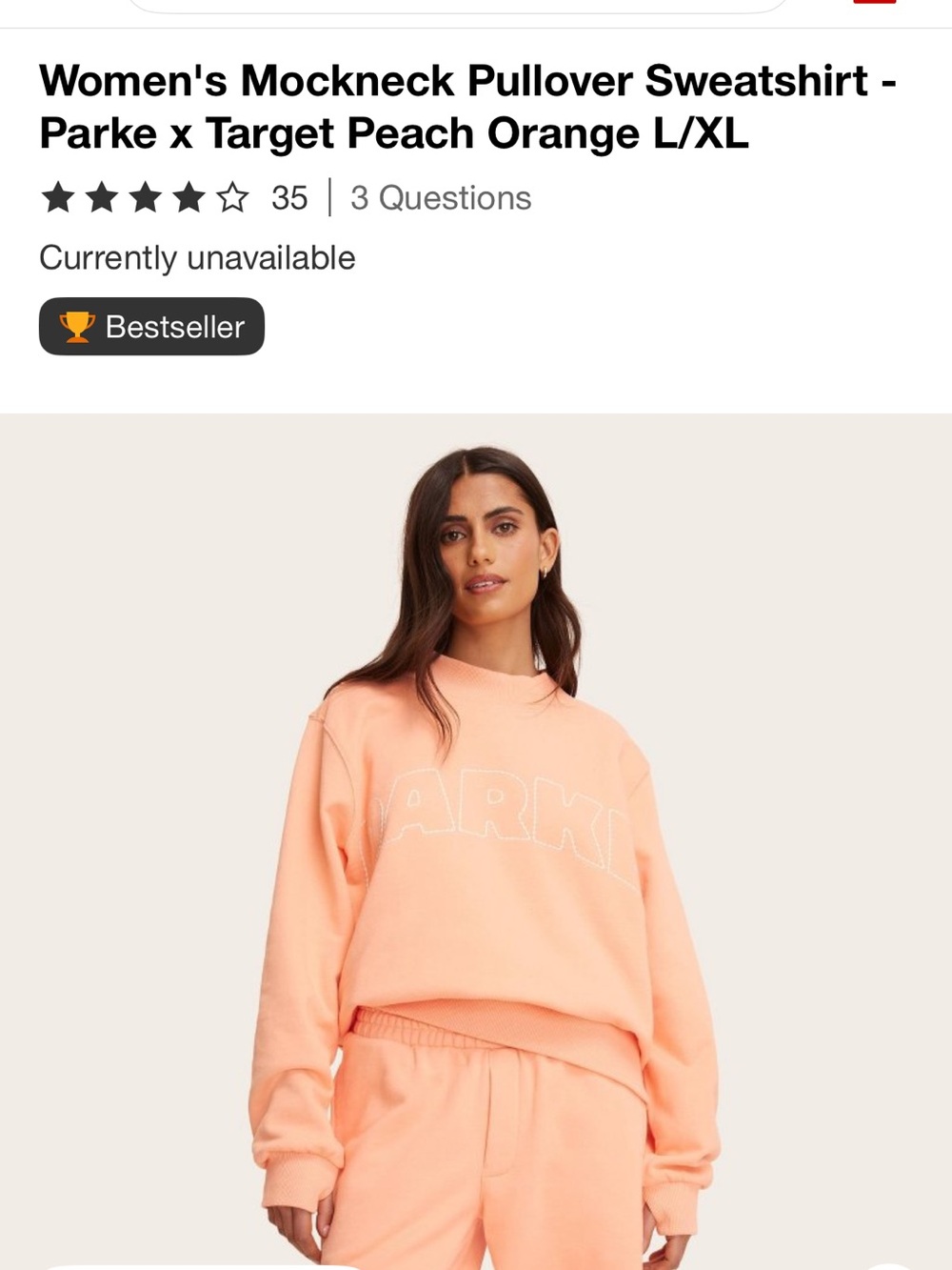 Parke Peach-Orange Mockneck Pullover Sweatshirt